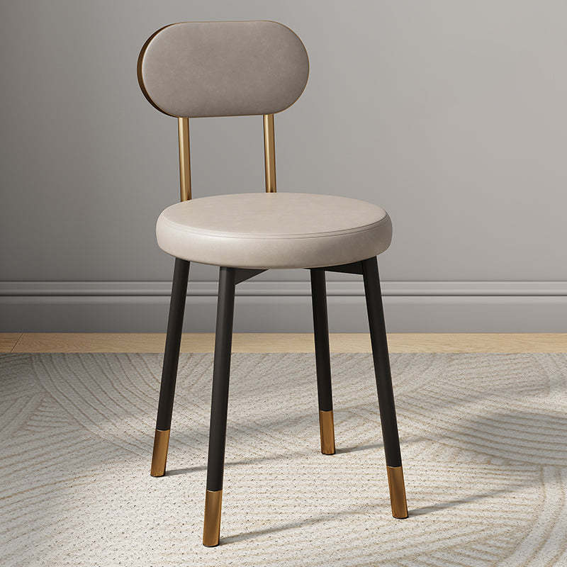 Minimalist Leather Carbon Steel Round Dining Chair