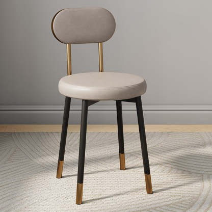 Minimalist Leather Carbon Steel Round Dining Chair