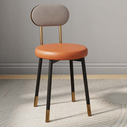 Minimalist Leather Carbon Steel Round Dining Chair