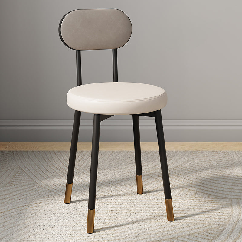 Minimalist Leather Carbon Steel Round Dining Chair