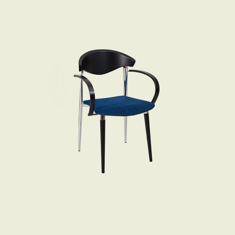 Vintage Wood Aluminum Velvet Dining Chair