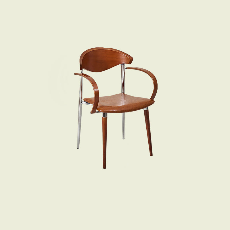 Vintage Wood Aluminum Velvet Dining Chair