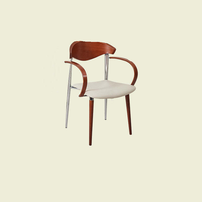 Vintage Wood Aluminum Velvet Dining Chair