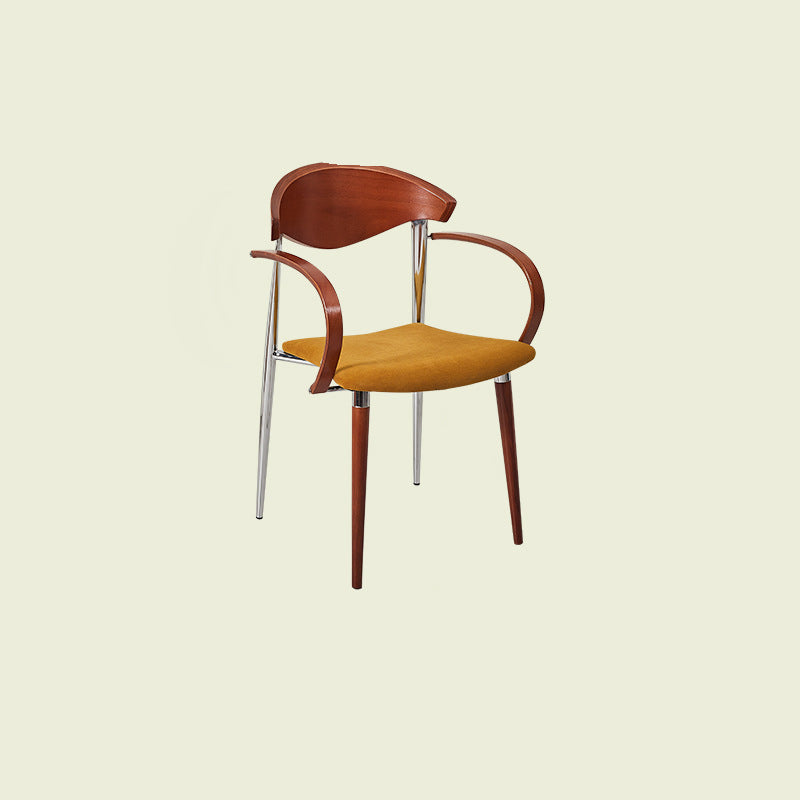 Vintage Wood Aluminum Velvet Dining Chair