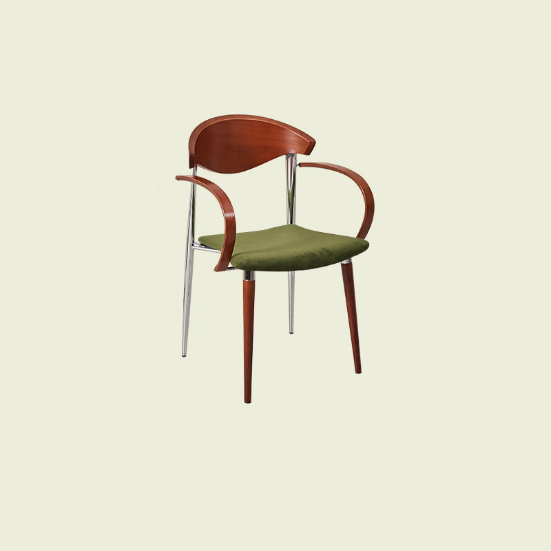 Vintage Wood Aluminum Velvet Dining Chair