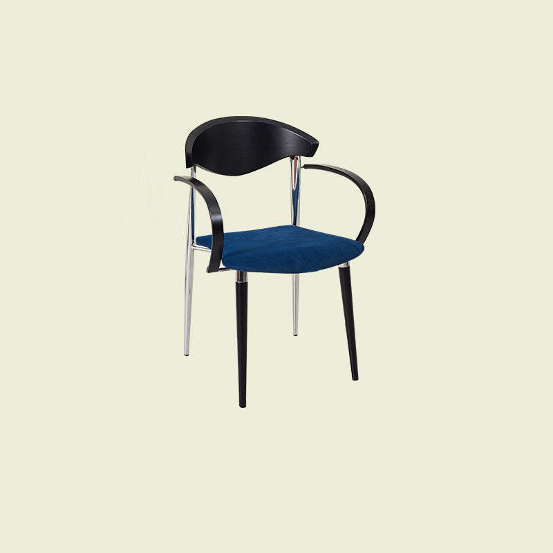 Vintage Wood Aluminum Velvet Dining Chair