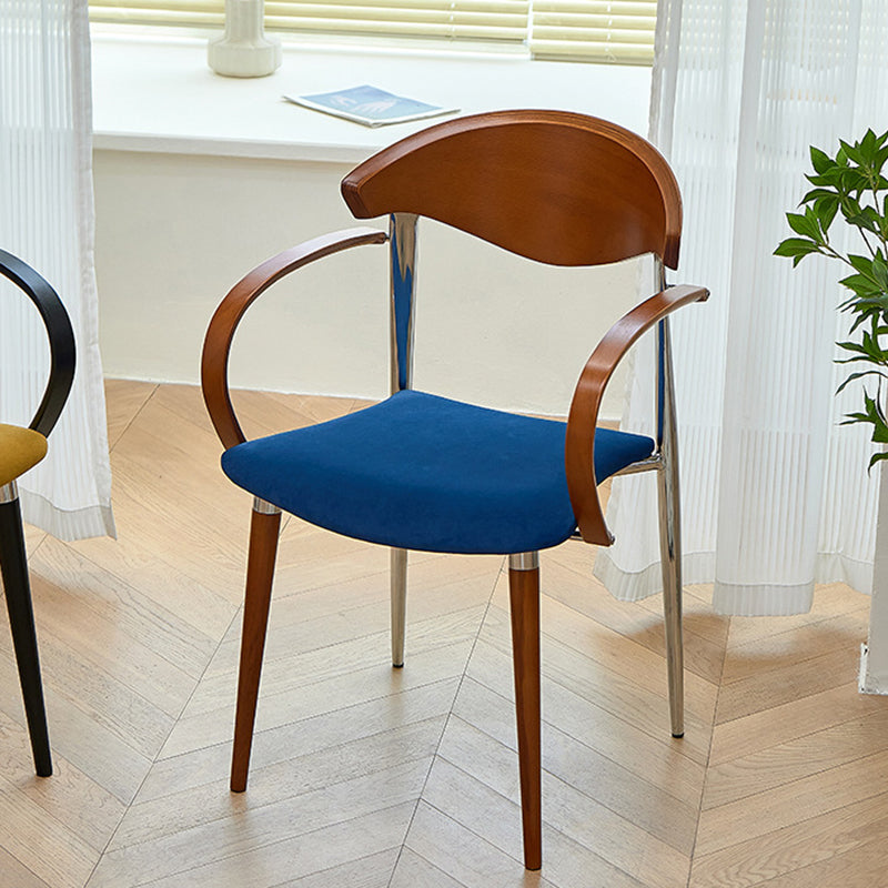 Vintage Wood Aluminum Velvet Dining Chair