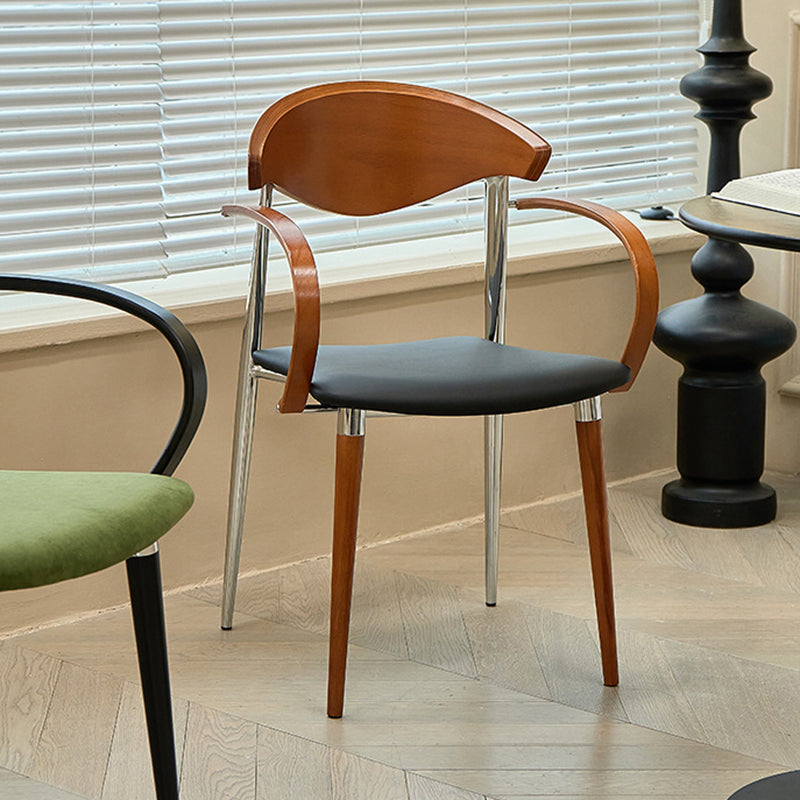 Vintage Wood Aluminum Velvet Dining Chair — B