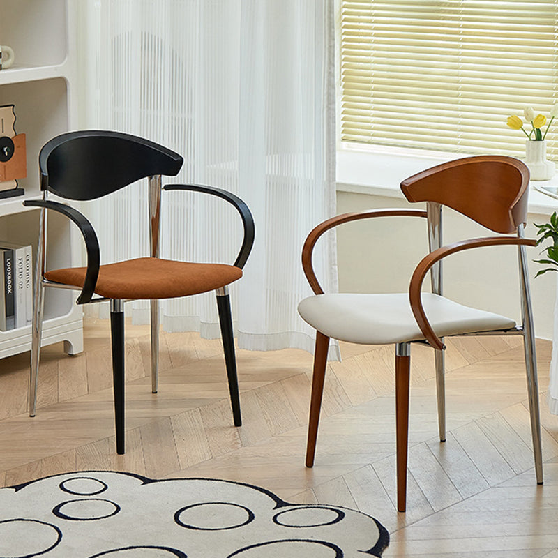 Vintage Wood Aluminum Velvet Dining Chair — C