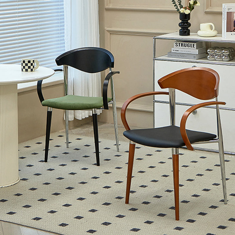 Vintage Wood Aluminum Velvet Dining Chair — H