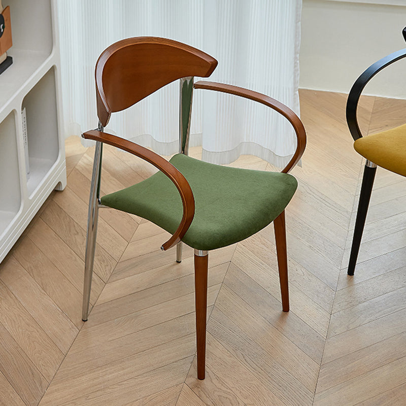 Vintage Wood Aluminum Velvet Dining Chair — J