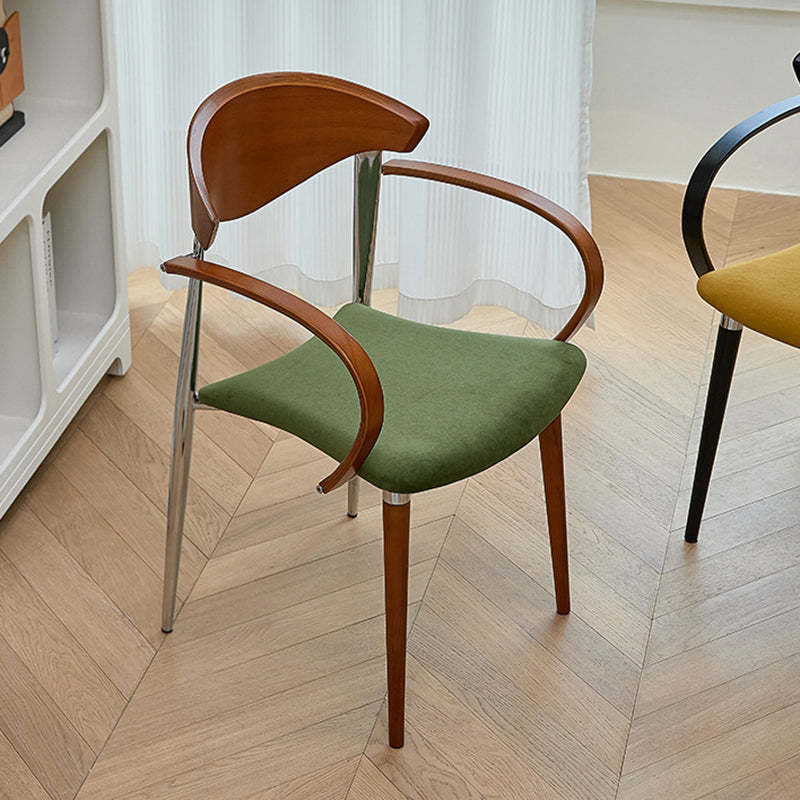 Vintage Wood Aluminum Velvet Dining Chair — J