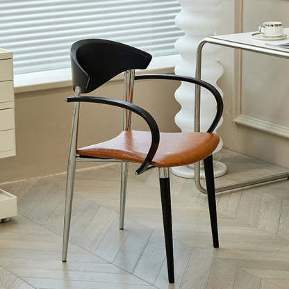 Vintage Wood Aluminum Velvet Dining Chair