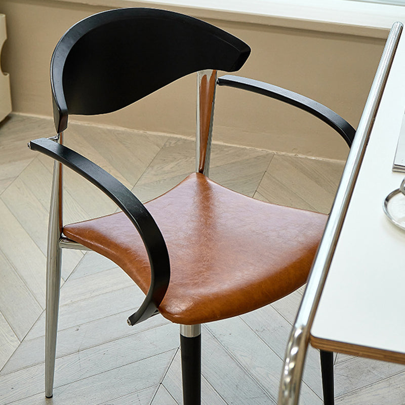 Vintage Wood Aluminum Velvet Dining Chair — E