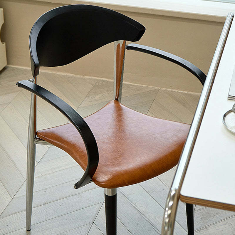 Vintage Wood Aluminum Velvet Dining Chair — E