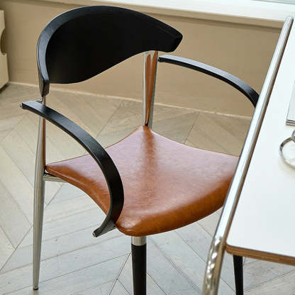 Vintage Wood Aluminum Velvet Dining Chair — E