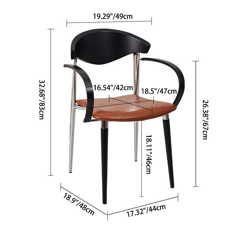 Vintage Wood Aluminum Velvet Dining Chair — D