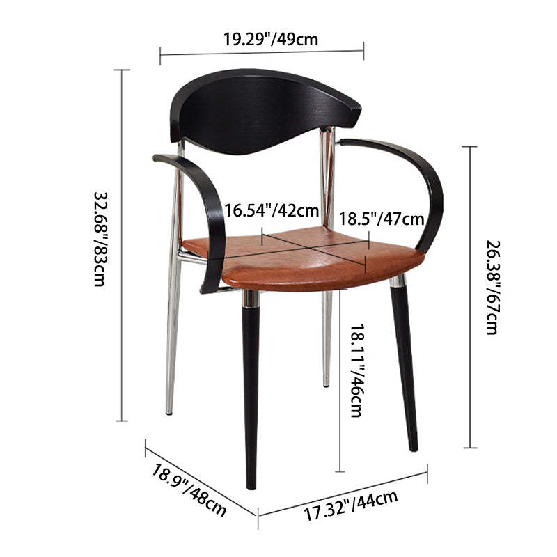 Vintage Wood Aluminum Velvet Dining Chair — D