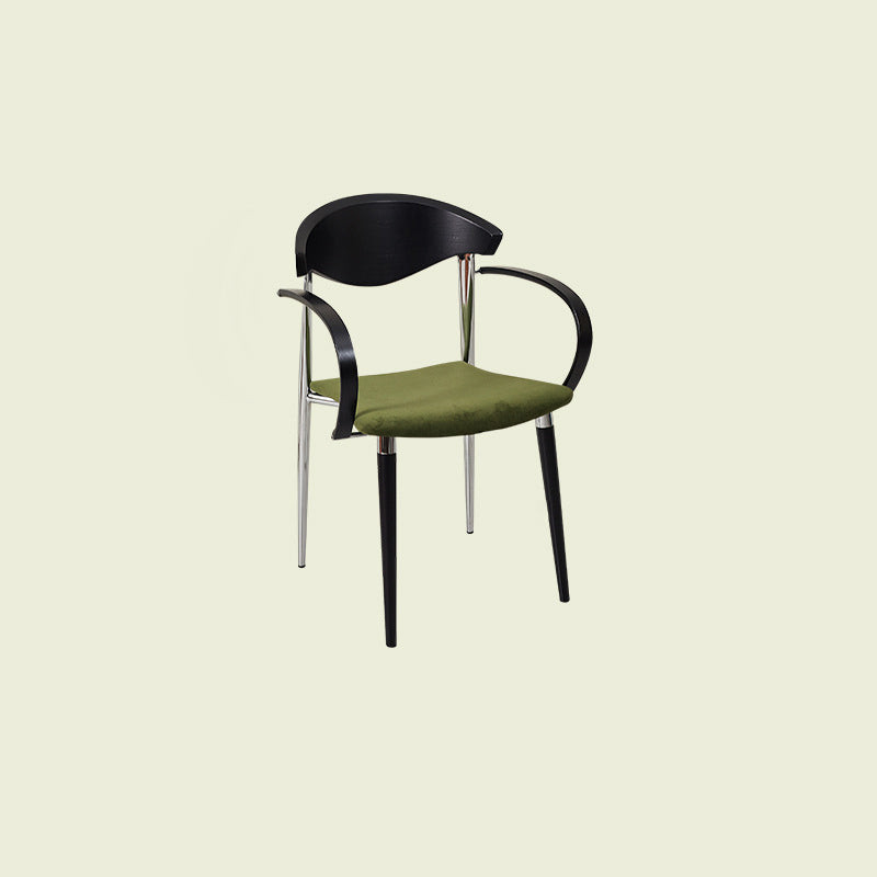 Vintage Wood Aluminum Velvet Dining Chair