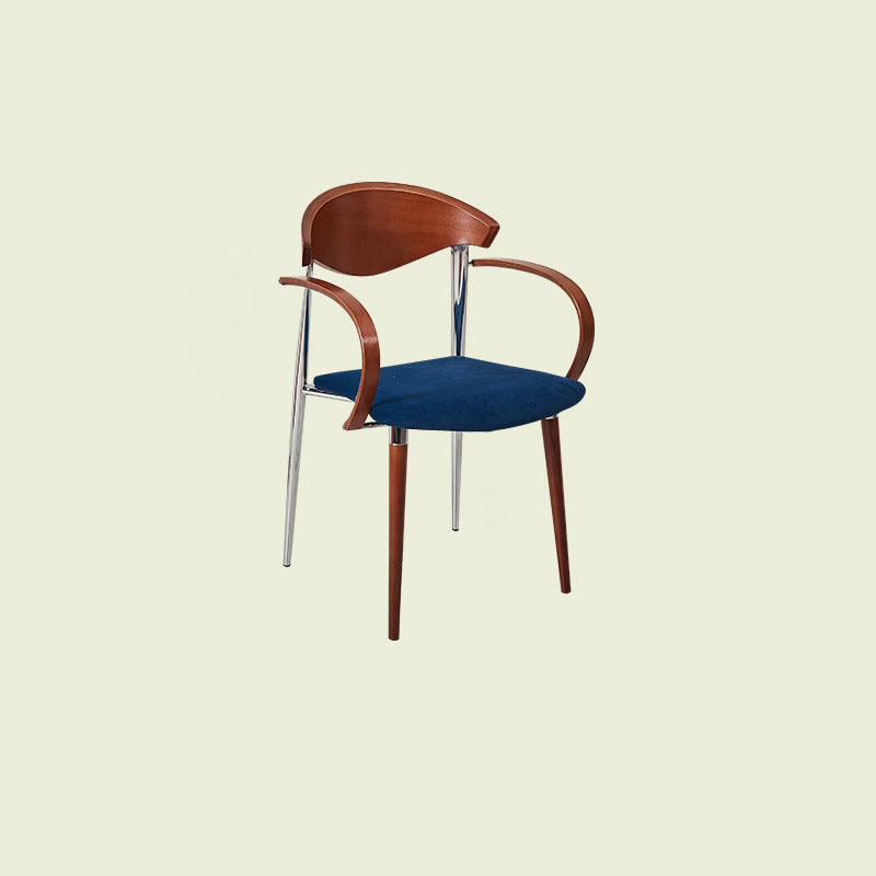 Vintage Wood Aluminum Velvet Dining Chair