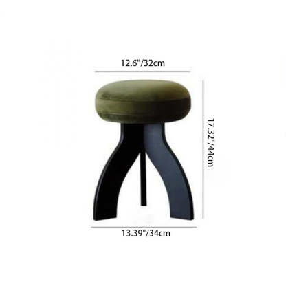 Round Lambswool Wood Vanity Stool — D