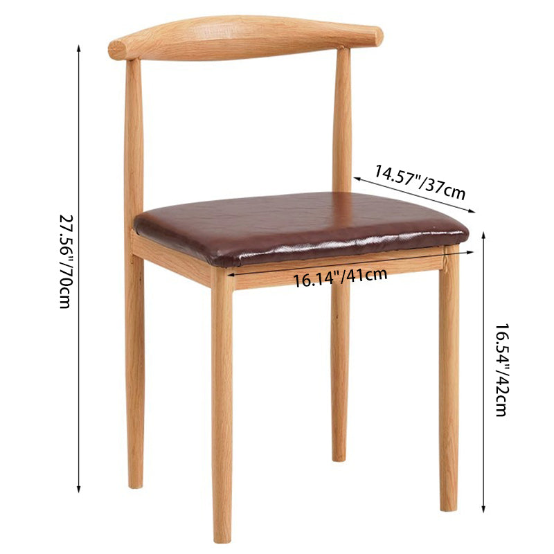 Minimalist Leather Carbon Steel Dining Chair — B- Black