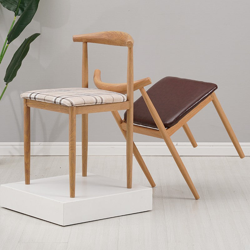 Minimalist Leather Carbon Steel Dining Chair — A - Green