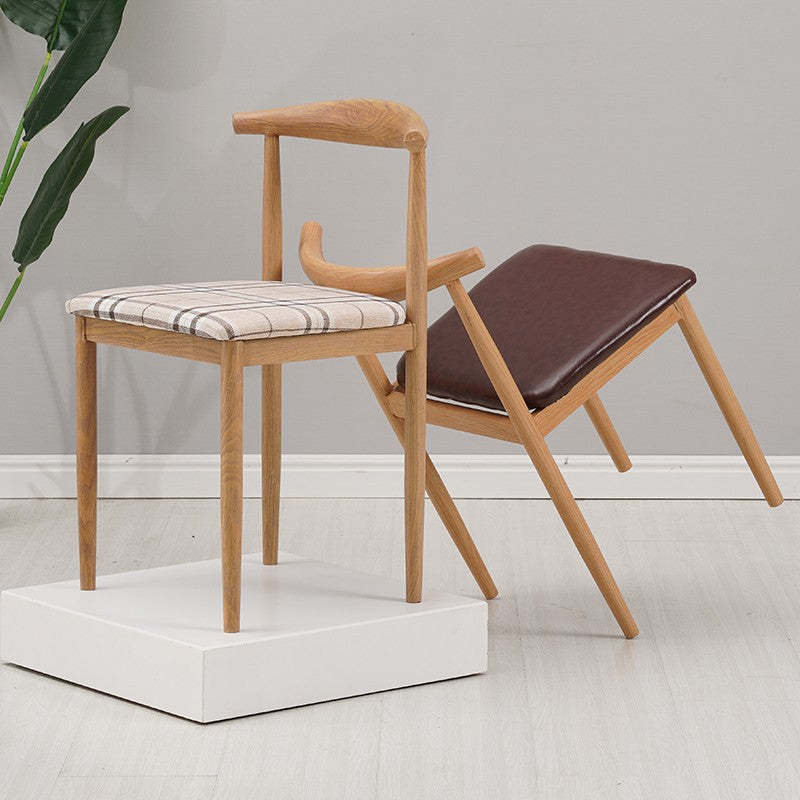 Minimalist Leather Carbon Steel Dining Chair — A - Green