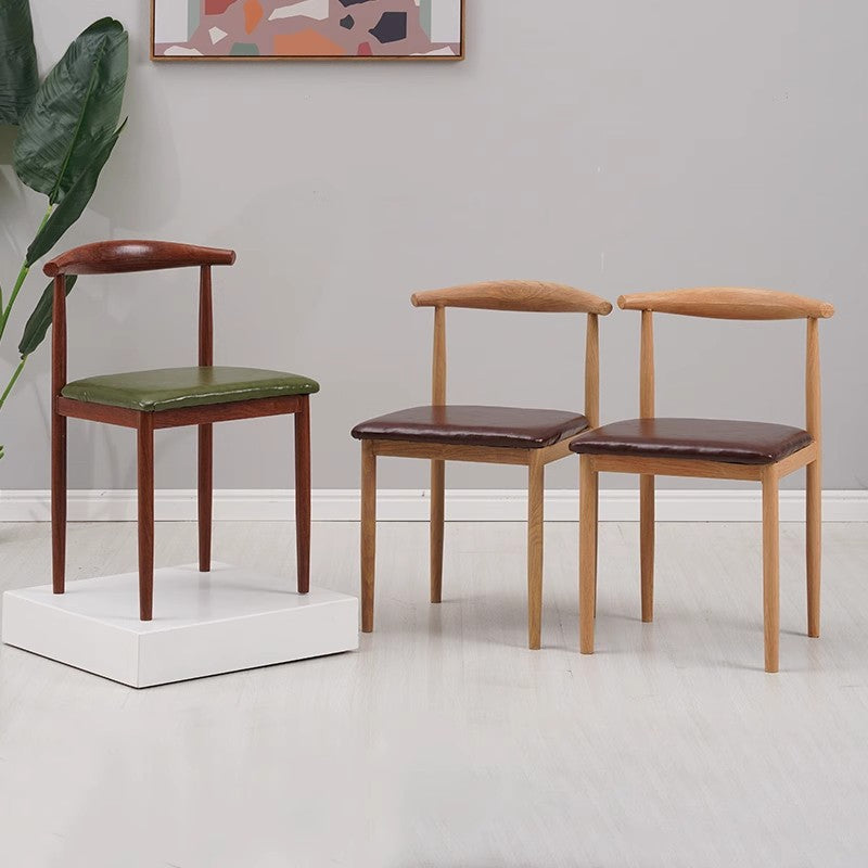 Minimalist Leather Carbon Steel Dining Chair