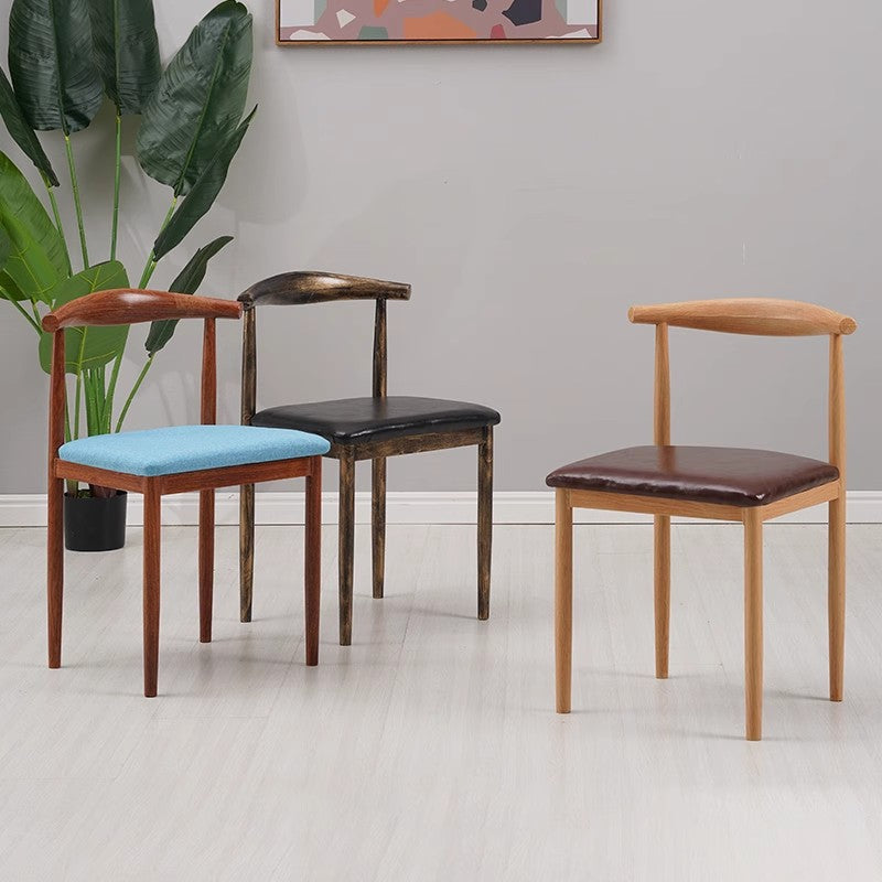 Minimalist Leather Carbon Steel Dining Chair — A - Brown
