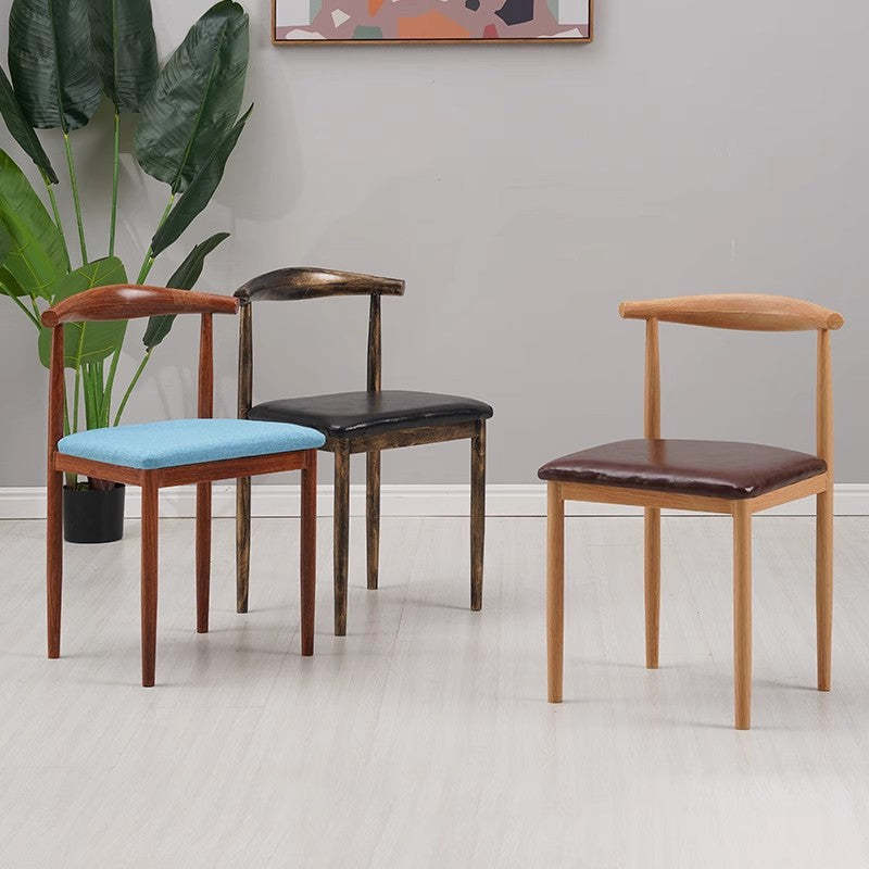 Minimalist Leather Carbon Steel Dining Chair — A - Brown
