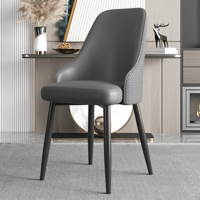 Modern Trapezoidal Leather Steel Dining Chair