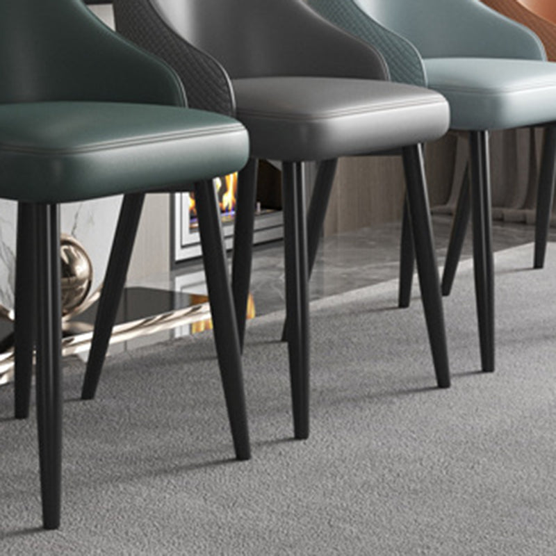 Modern Trapezoidal Leather Steel Dining Chair