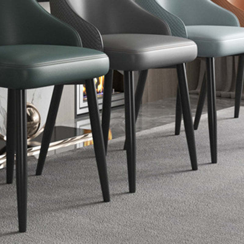 Modern Trapezoidal Leather Steel Dining Chair
