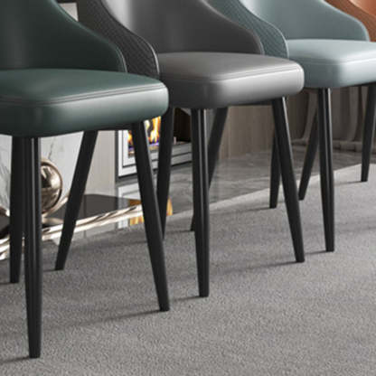 Modern Trapezoidal Leather Steel Dining Chair