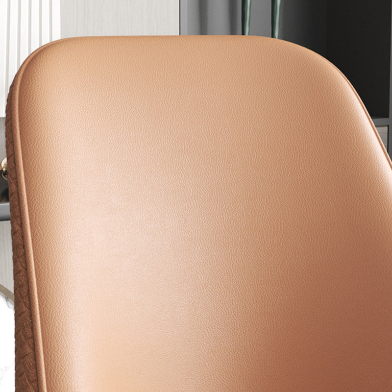 Modern Trapezoidal Leather Steel Dining Chair — White