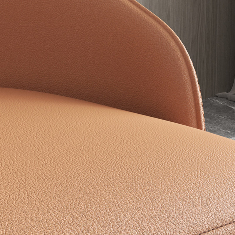 Modern Trapezoidal Leather Steel Dining Chair — Orange & Gray