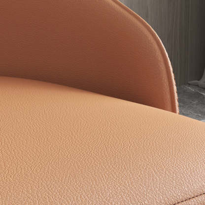 Modern Trapezoidal Leather Steel Dining Chair — Orange & Gray