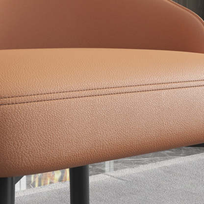 Modern Trapezoidal Leather Steel Dining Chair — Light Gray