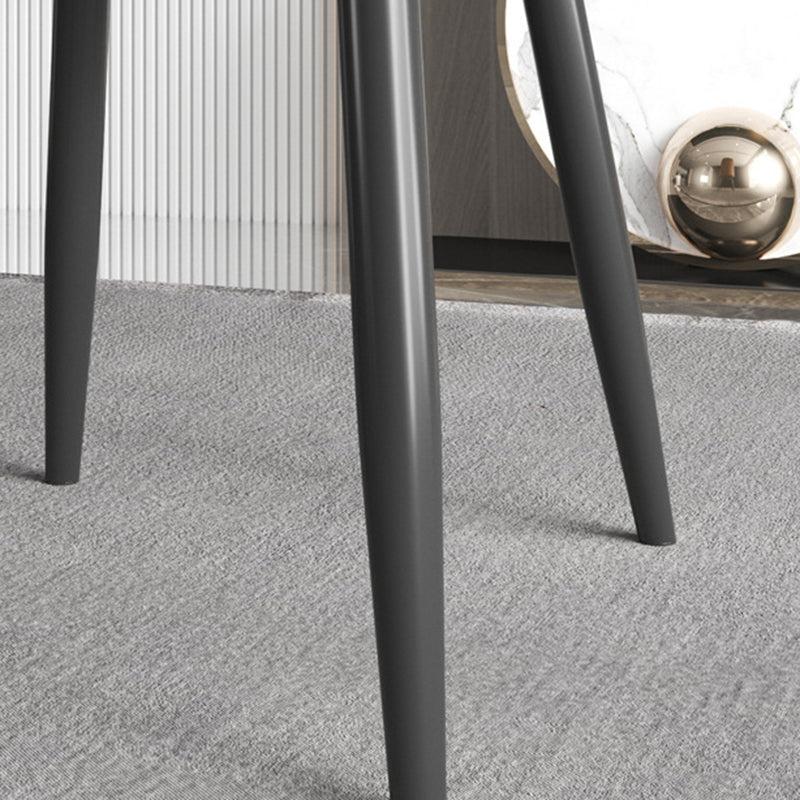 Modern Trapezoidal Leather Steel Dining Chair