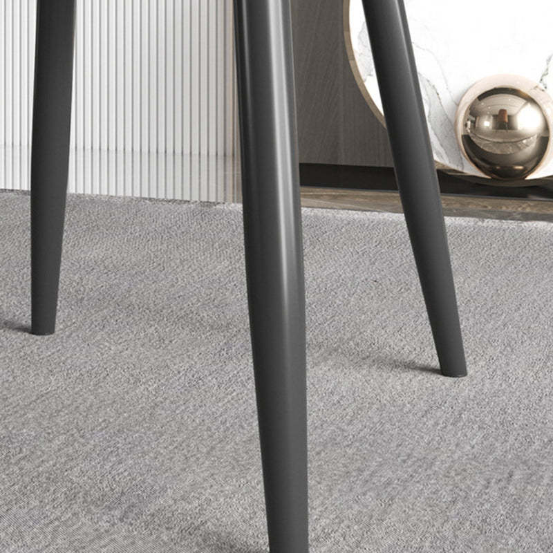 Modern Trapezoidal Leather Steel Dining Chair