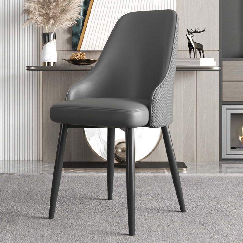 Luxury trapezoidal leather steel dining chairs & benches