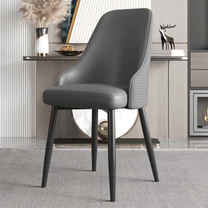 Modern Trapezoidal Leather Steel Dining Chair