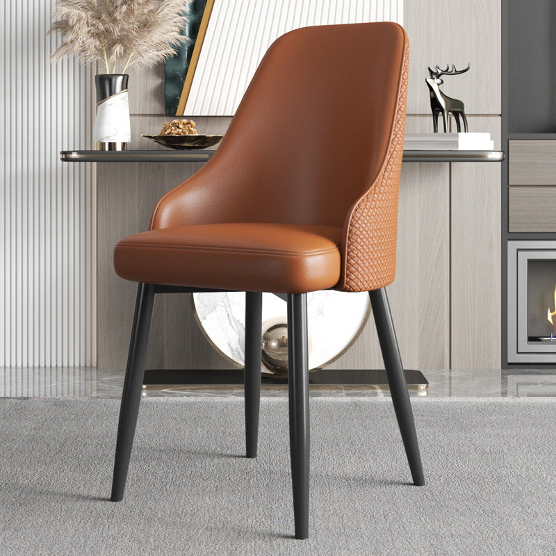 Modern Trapezoidal Leather Steel Dining Chair