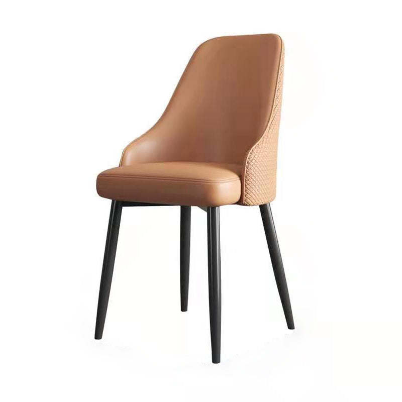 Modern Trapezoidal Leather Steel Dining Chair