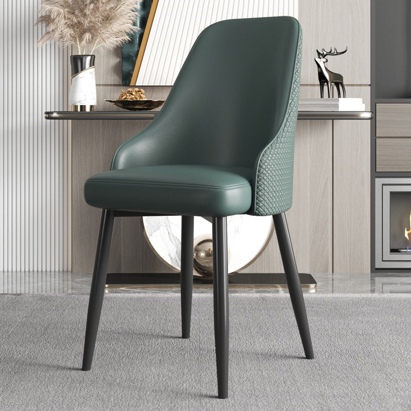 Modern Trapezoidal Leather Steel Dining Chair