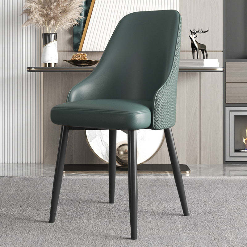 Modern Trapezoidal Leather Steel Dining Chair
