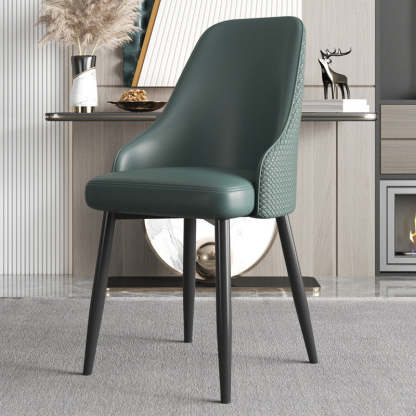 Modern Trapezoidal Leather Steel Dining Chair