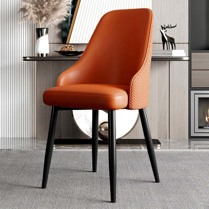 Gray leather trapezoidal dining chairs & benches - luxury — Orange
