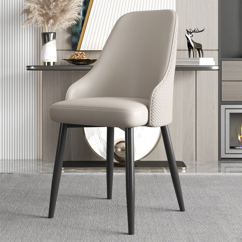 Modern Trapezoidal Leather Steel Dining Chair
